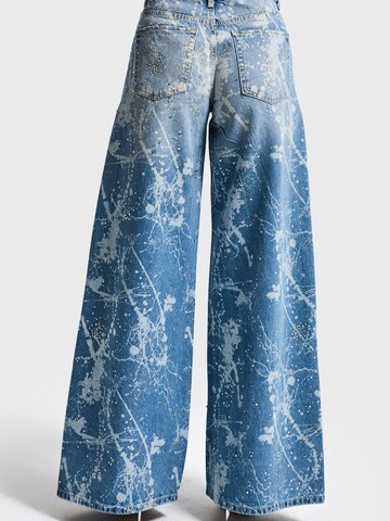 IT'S BASIC Wide leg Jeans 'RHINESTONE PALAZZO MID RISE JEANS' in Blue