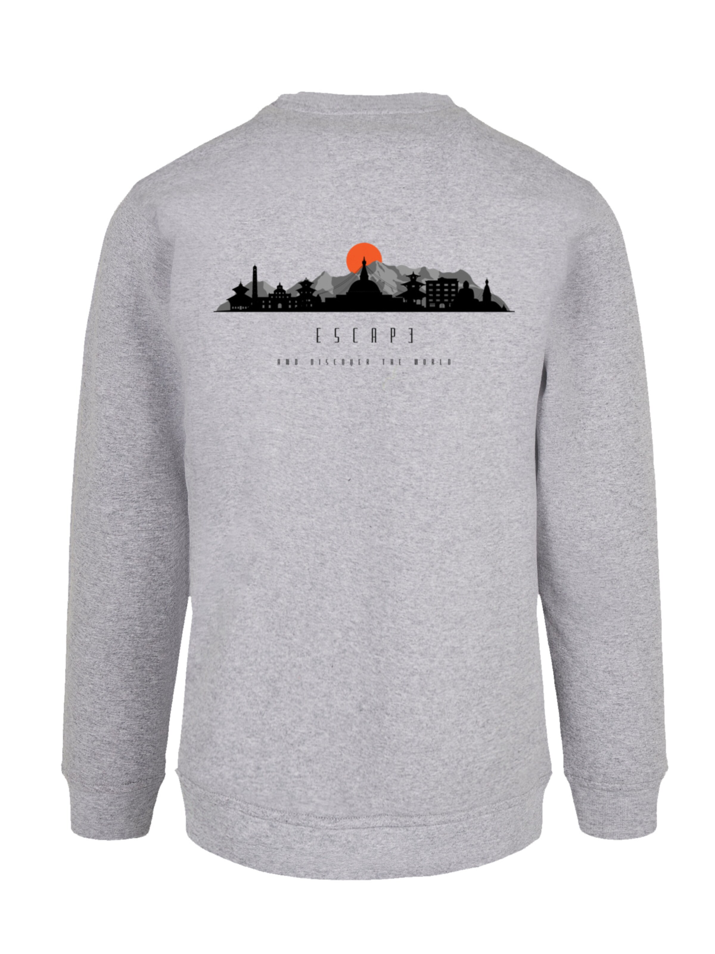 Sweat-shirt 'Escape Discover the World Asian Town' F4NT4STIC en gris : devant