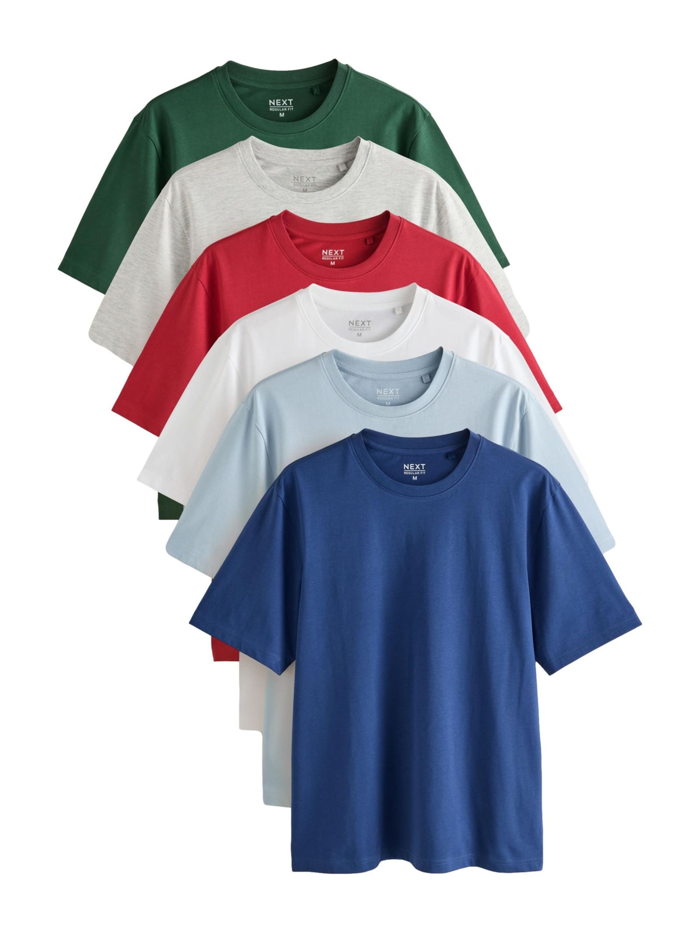 Next T-Shirt 'Essential' in XS in blau / hellblau / hellgrau / grün / rot / weiß, Produktansicht