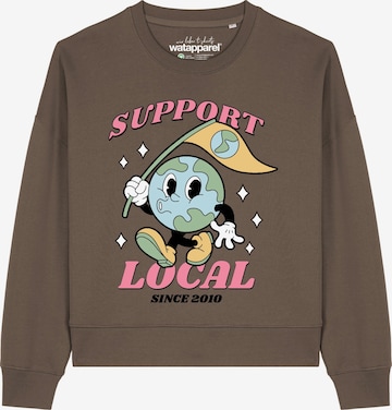 Watapparel Sweatshirt ' Support Local ' in Braun: Vorderseite