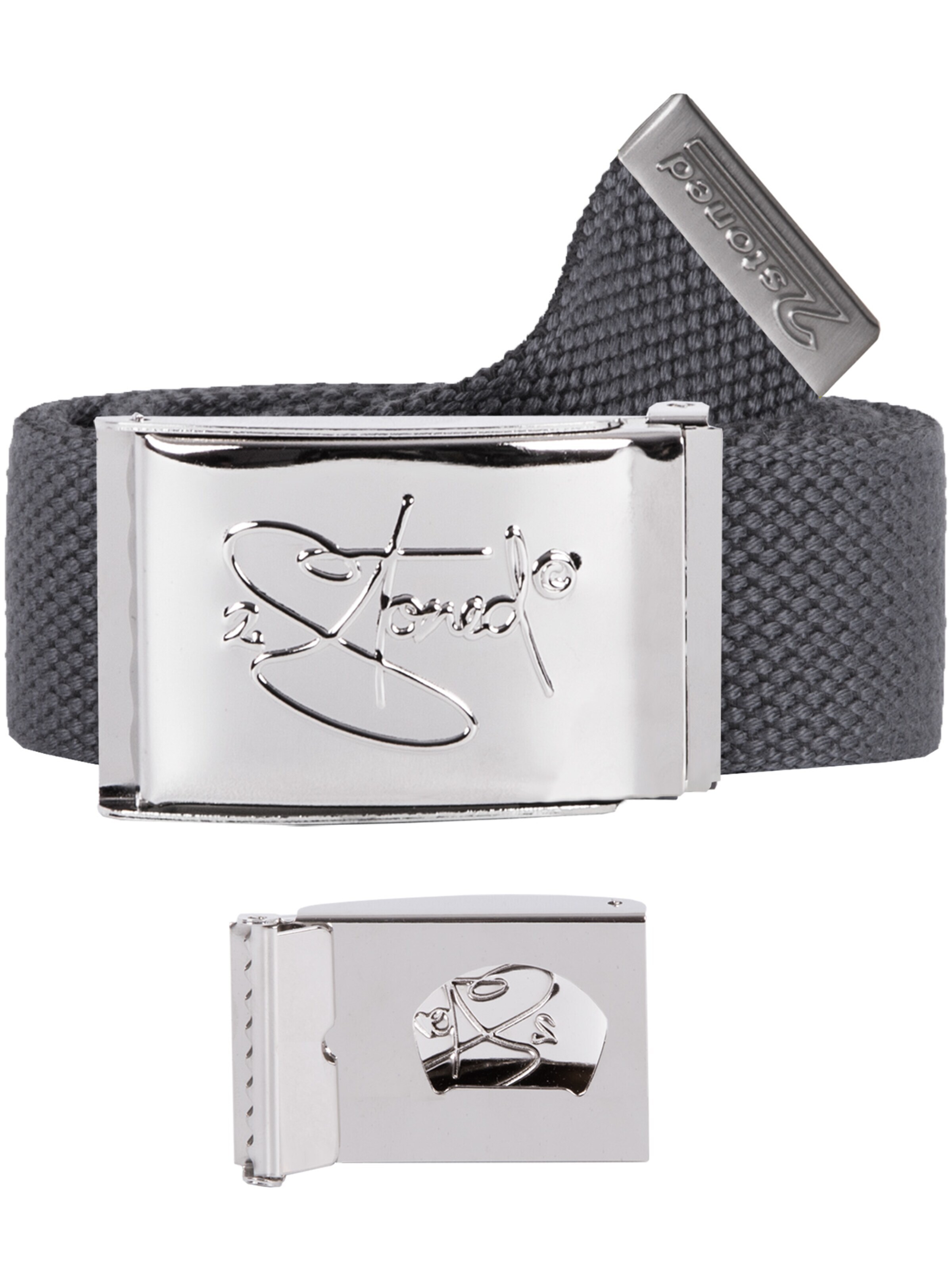 2Stoned Belt 'Classic Chrom Bottle-Opener' in Grey: front