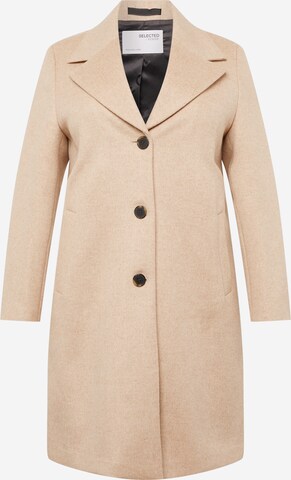 Selected Femme Curve Between-seasons coat 'NEW SASJA' in Beige: front