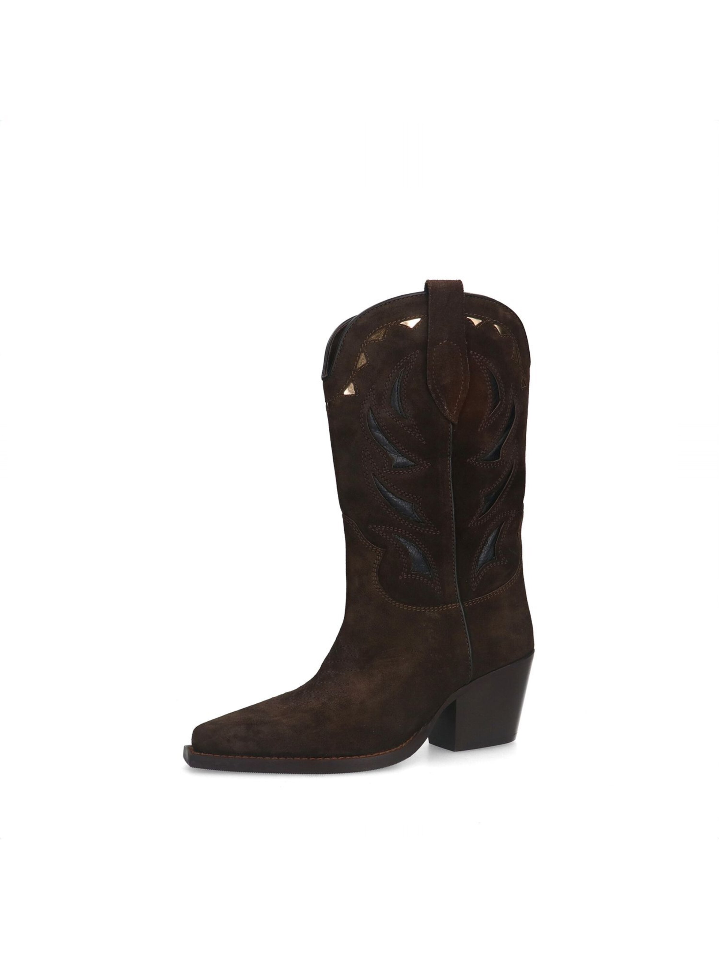 SACHA Bottes de cowboy en brun foncé, Vue avec produit