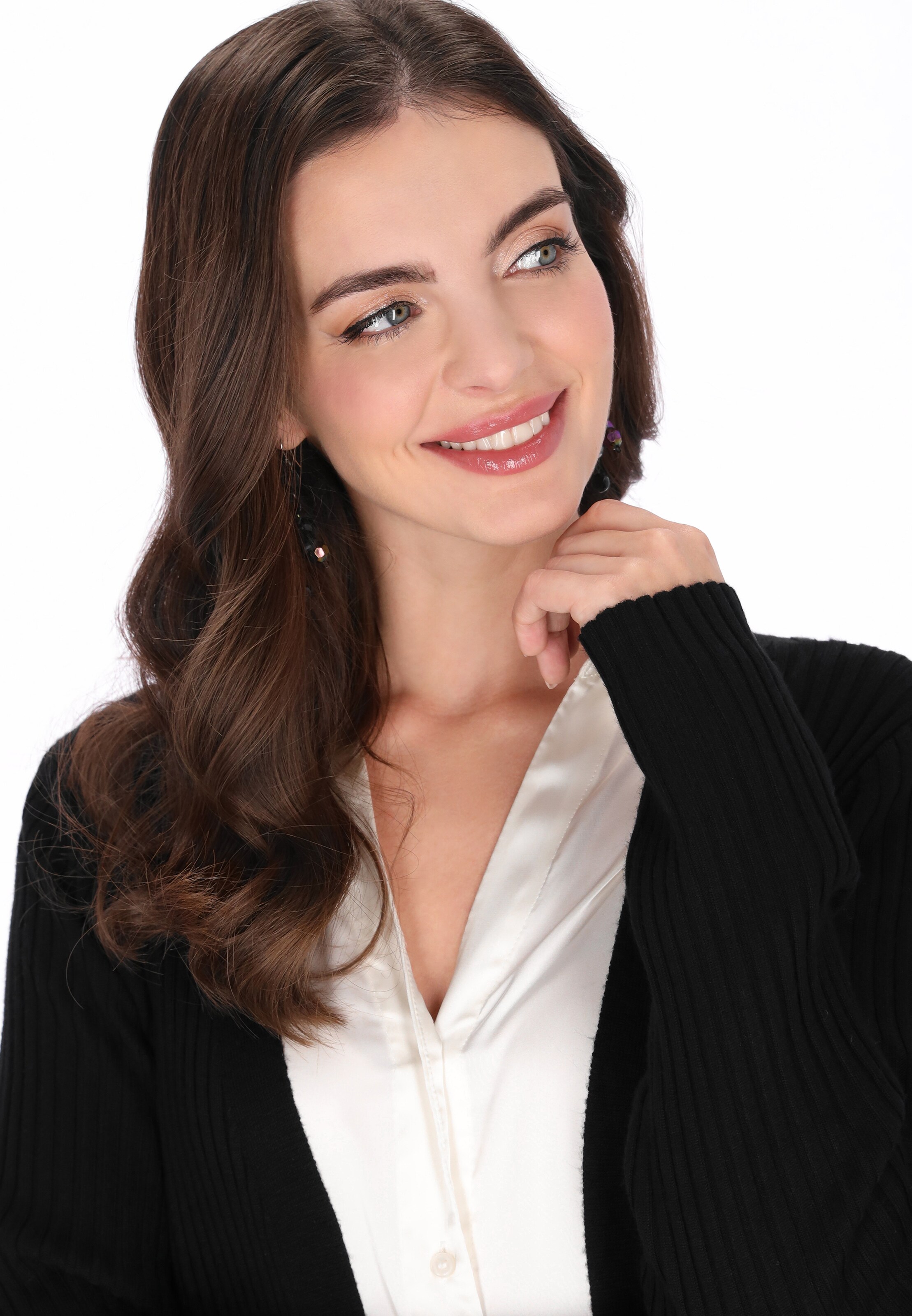 usha BLACK LABEL Gebreid vest in Zwart