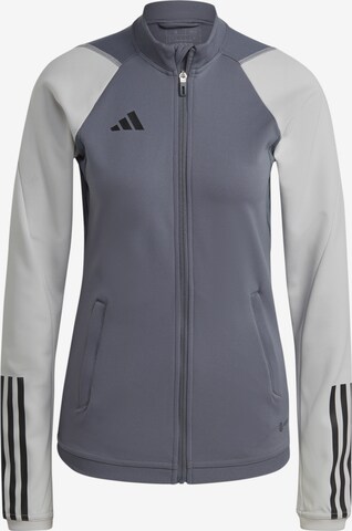 ADIDAS PERFORMANCE Athletic Zip-Up Hoodie 'Tiro 23' in Grey: front