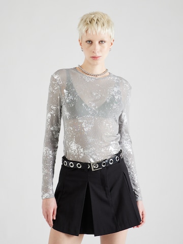 PIECES Shirt 'SILVIA' in Silver: front