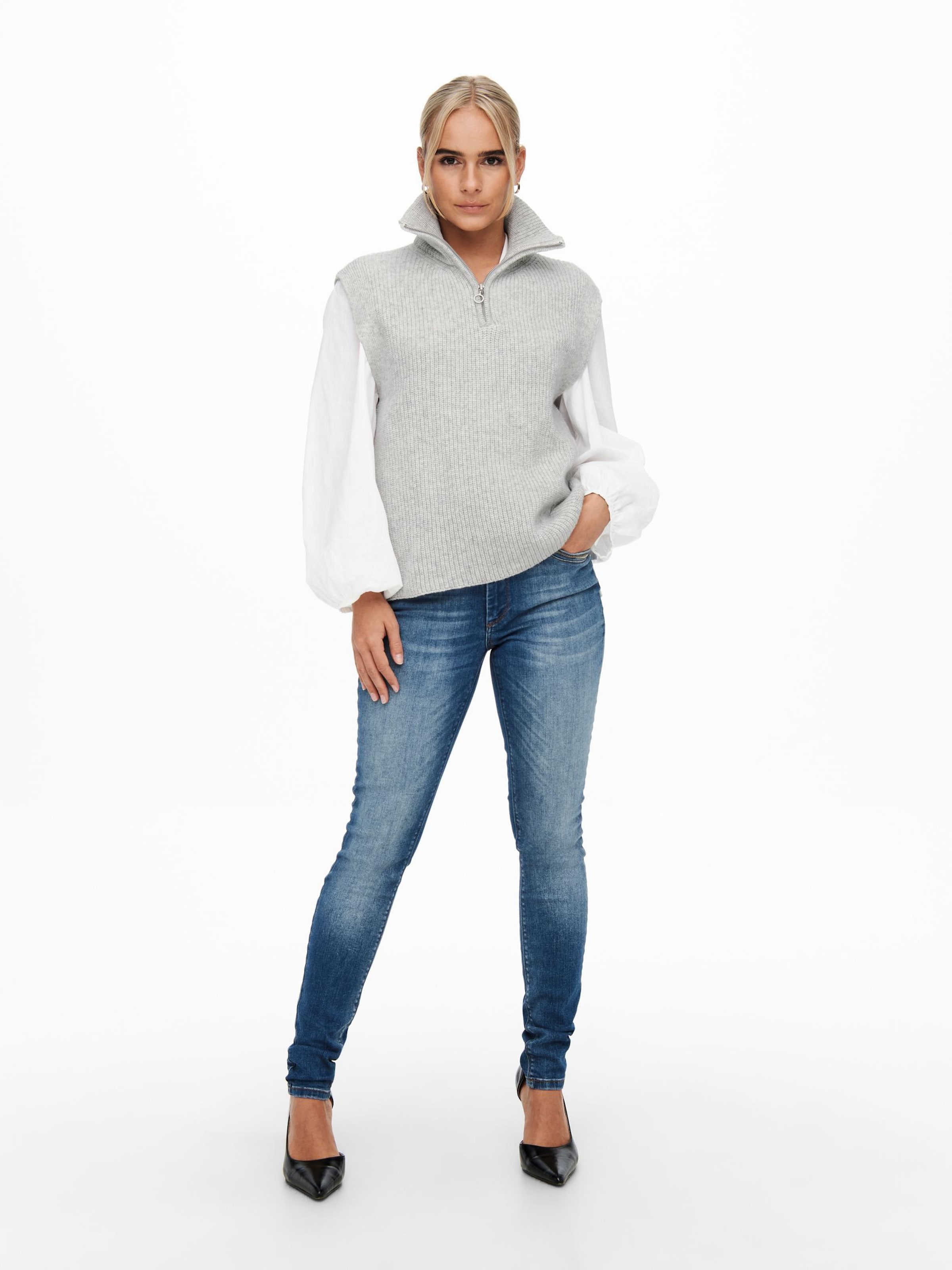 Femme Pull-over Tia ONLY en Gris Chiné 