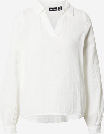 Camicia da donna 'Tina' di PIECES in bianco: frontale