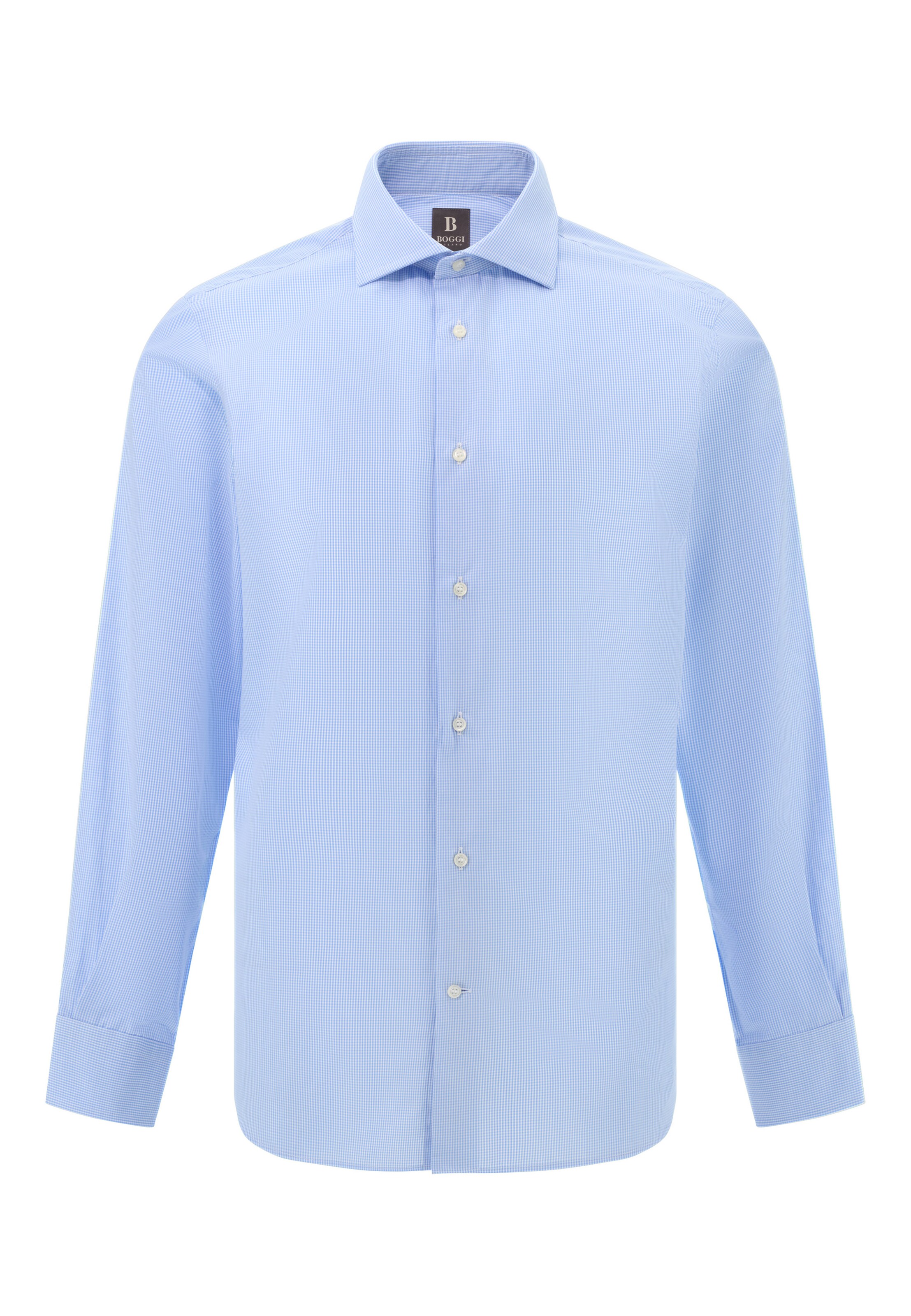 Boggi Milano Regular Fit Hemd 'Pied De Poule' in Blau: Vorderseite