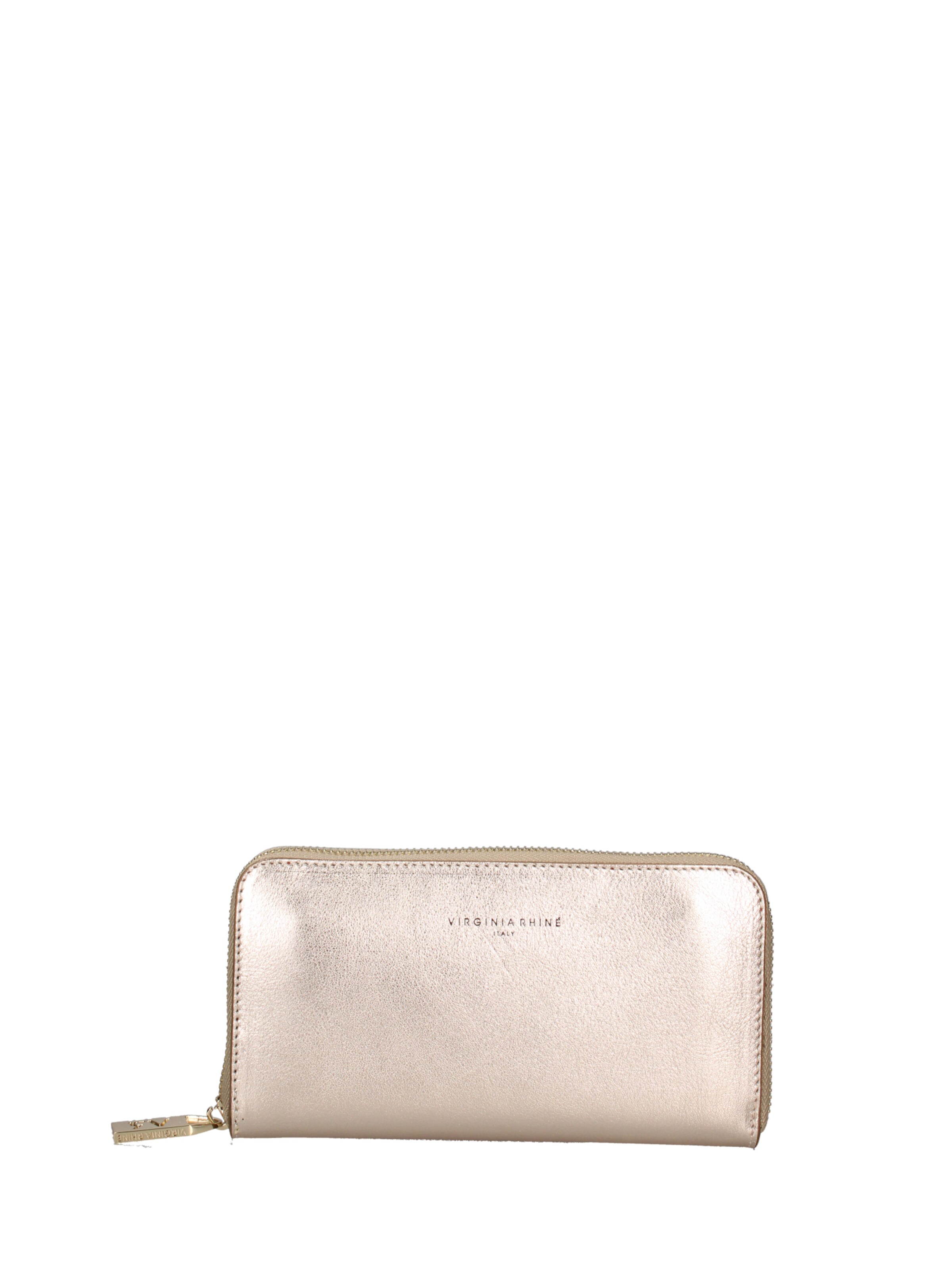 Portamonete 'Portafoglio donna pelle dollaro con zip 20x10 cm' di Virginia Rhinè in argento: frontale