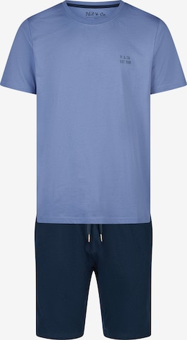 Phil & Co. Berlin Pajama short ' Classics ' in Blue: front