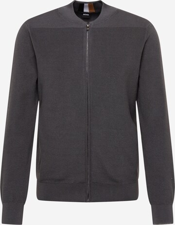 BOSS Black Knit Cardigan in Grey: front