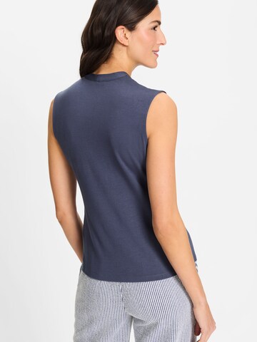Olsen Shirt mit V-Ausschnitt und Raffdetail in Blau