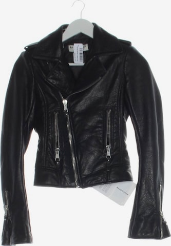 Balenciaga Lederjacke / Ledermantel XXS in Schwarz: Vorderseite