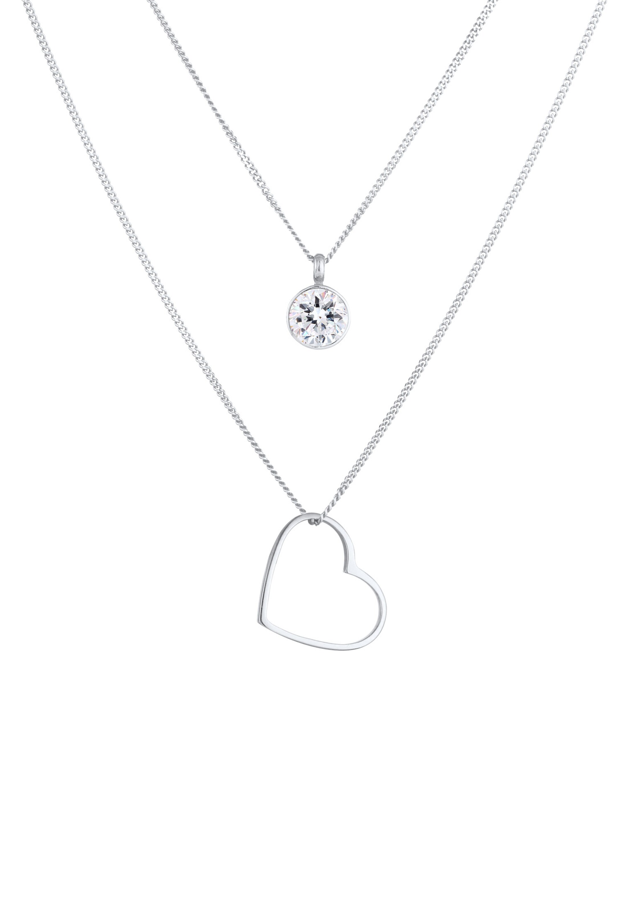 ELLI Halskette Herz, Layer in Silber: Vorderseite