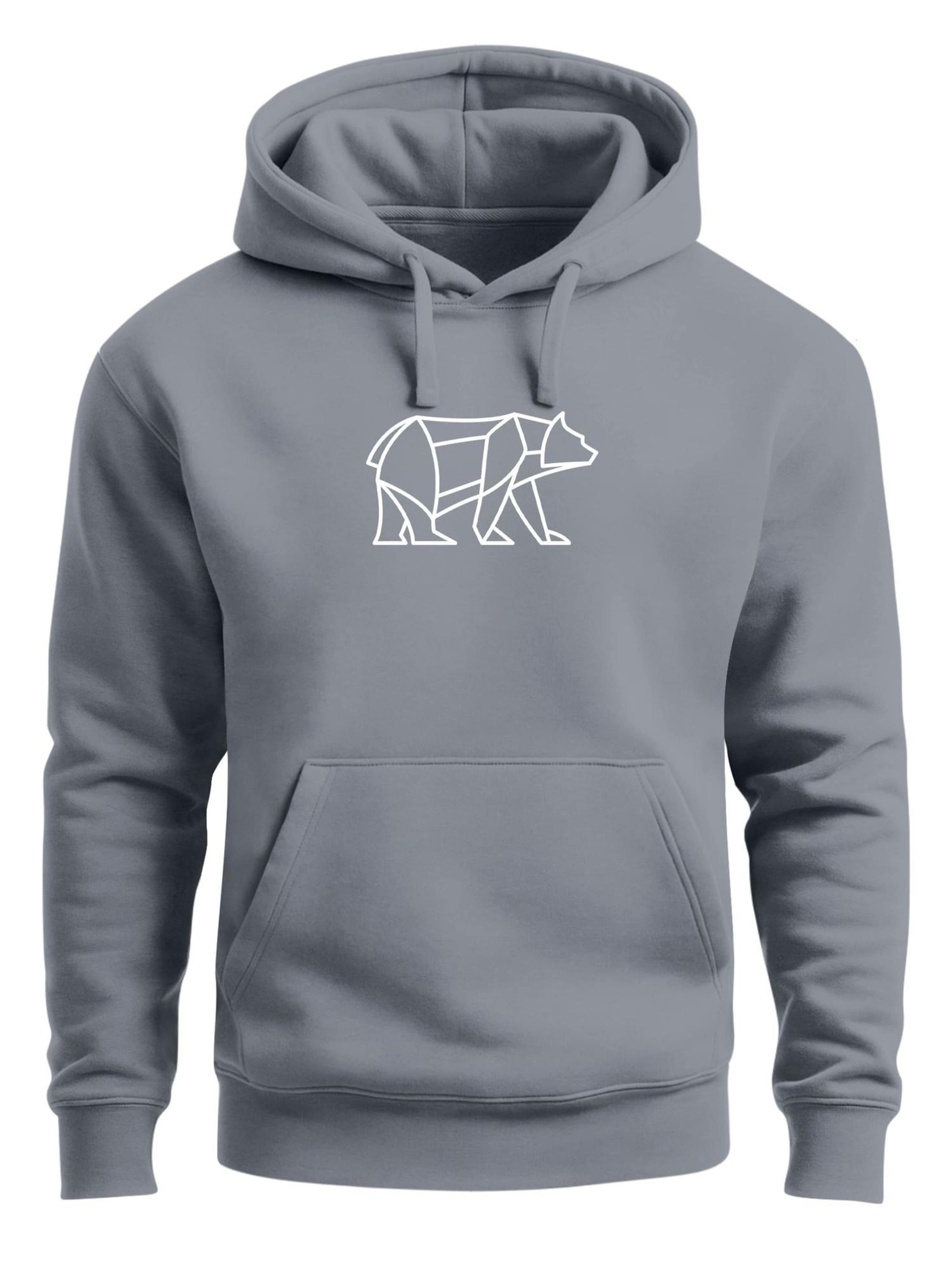 Neverless Sweatshirt 'Bär Lineart Polygon' in Grey: front