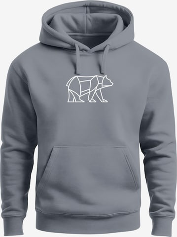 Neverless Sweatshirt 'Bär Lineart Polygon' in Grau: Vorderseite
