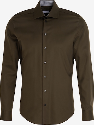 SEIDENSTICKER Slim fit Button Up Shirt in Green: front