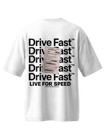 DriveFastDieYoung Shirt 'Strafzettel' in White
