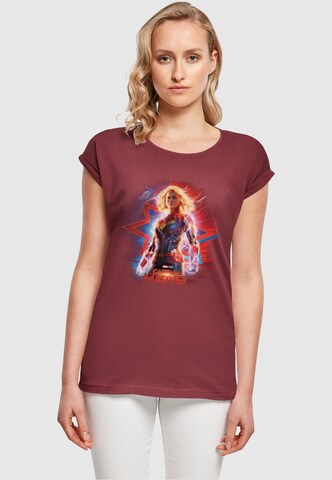 ABSOLUTE CULT Shirt 'Captain Marvel - Poster' in Rood: voorkant