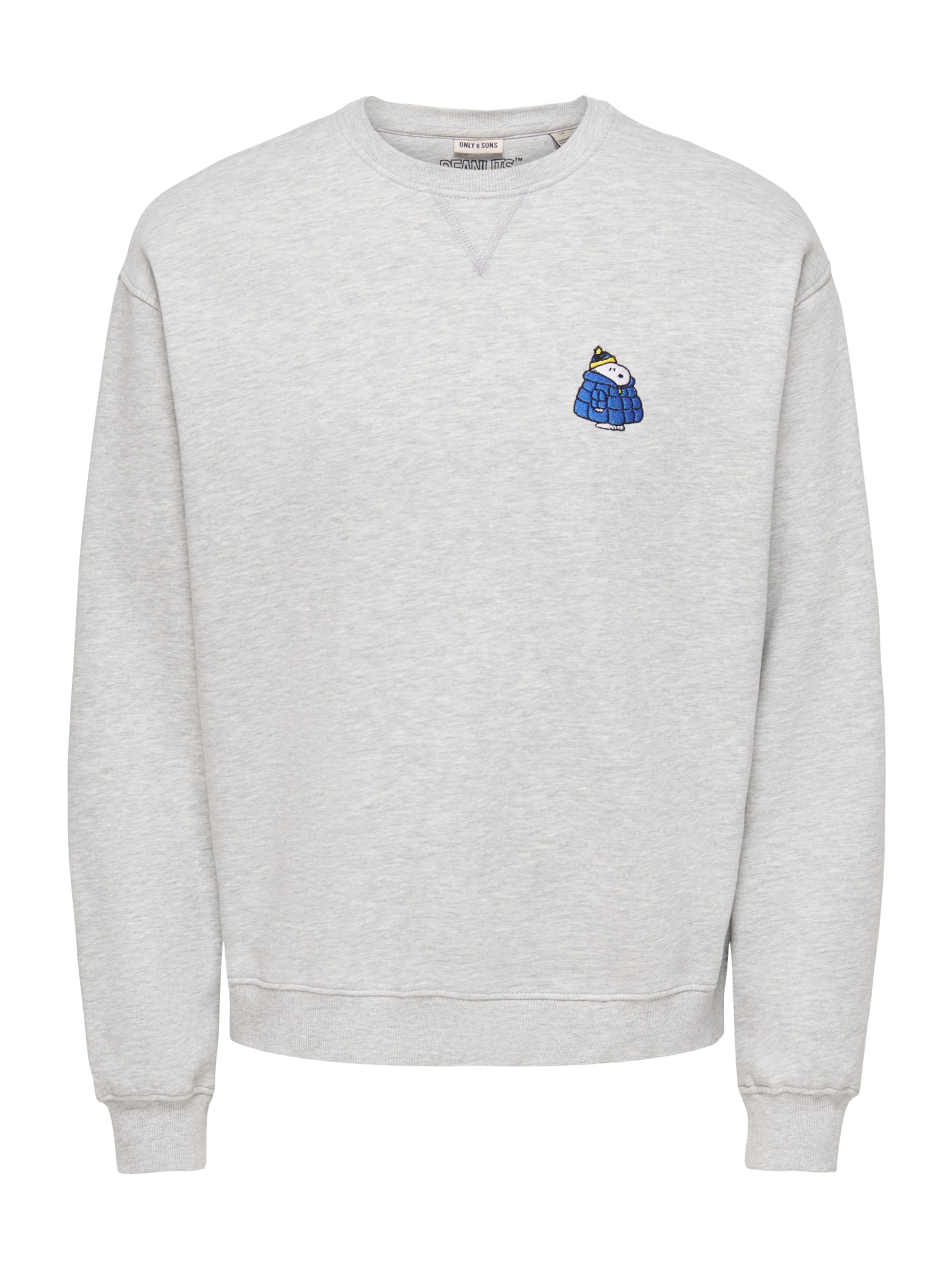 Only & Sons - Sweatshirt 'ONSPEANUTS' em cinzento: frente