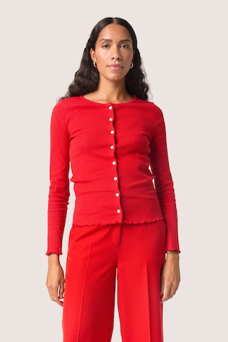 Cardigan 'SLVenola' SOAKED IN LUXURY en rouge : devant