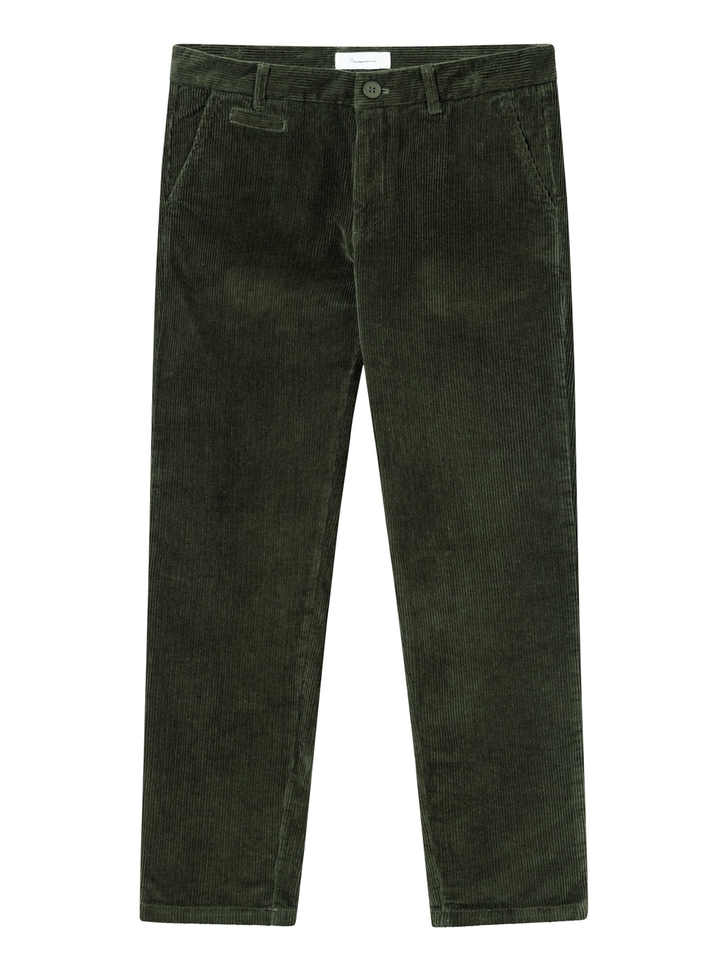 KnowledgeCotton Apparel Loosefit Hose 'Chuck Corduroy' in Grün: Vorderseite