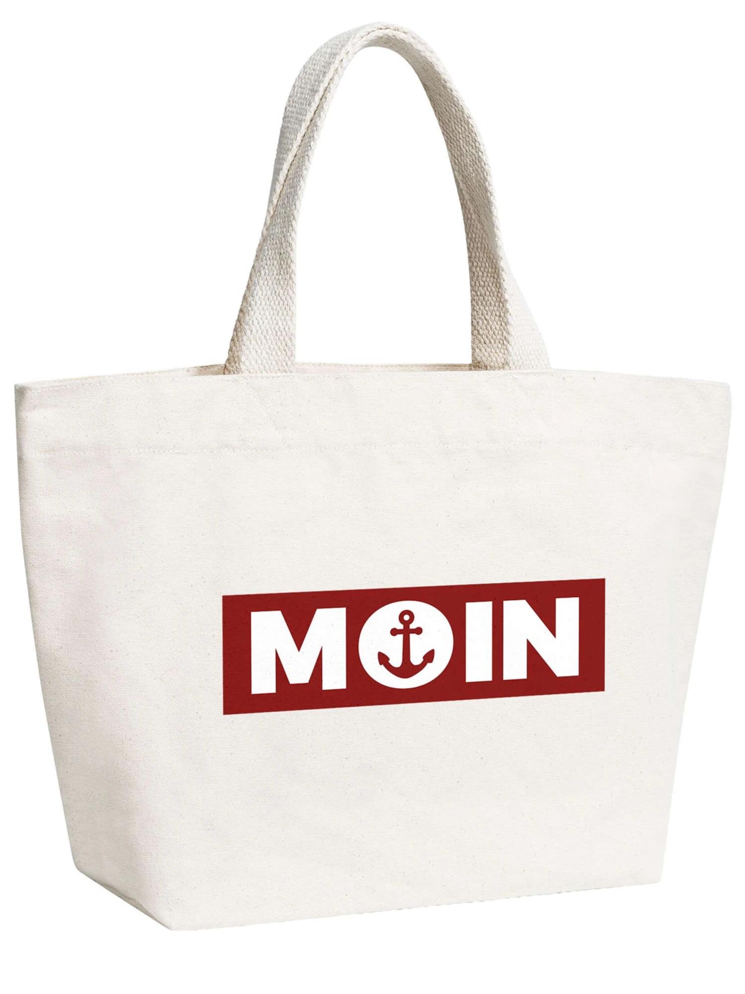 Neverless Strandtasche 'Moin Anker'‌‌‌‌‌‌‌‌‌‌ in Beige: Vorderseite