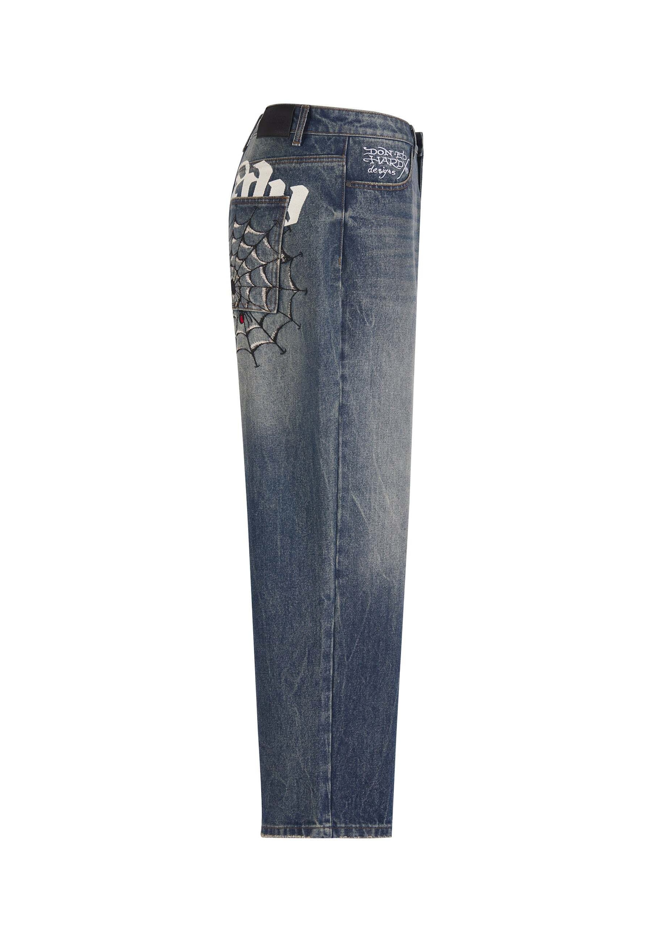 zils Ed Hardy Vaļīgs piegriezums Džinsi 'Black Widow'