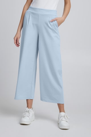 ICHI Wide leg Pleat-Front Pants 'Kate' in Blue: front