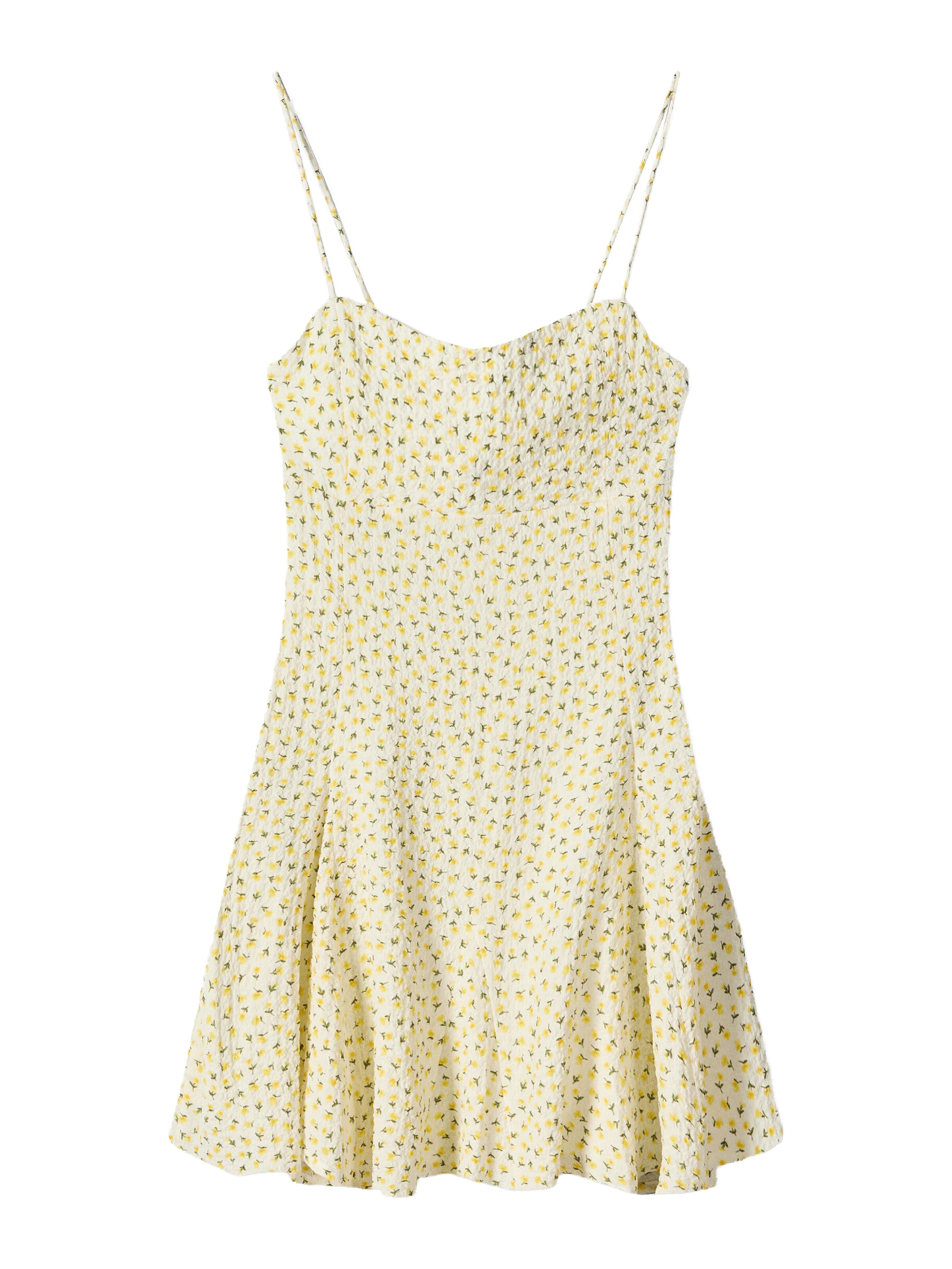 Bershka Sommerkjole i gul / pastelgul / oliven, Produktvisning