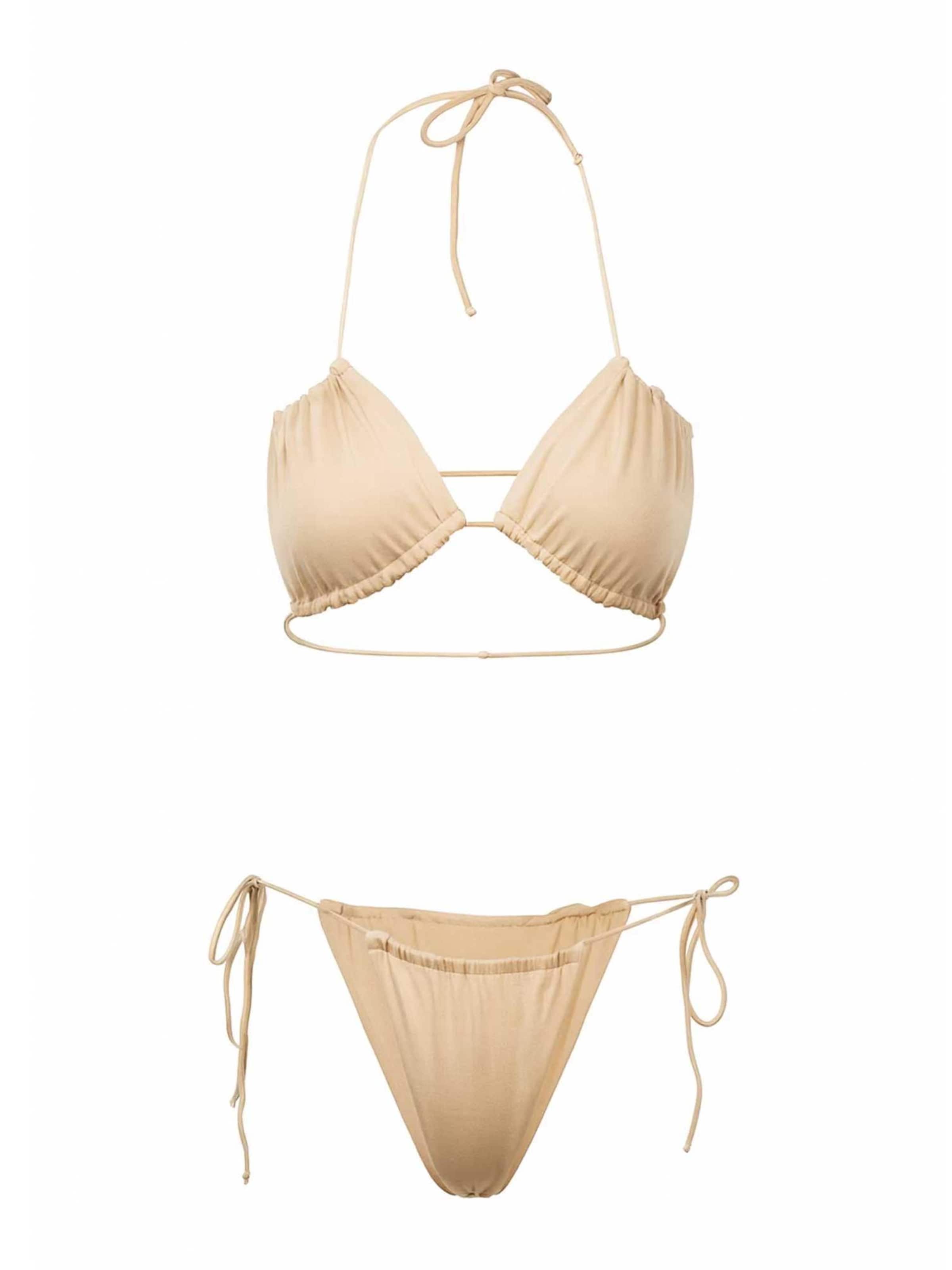 Kalaia Triangel Bikini 'Purple Leopard Gummie Bikini'‌‌‌‌ in Beige: Vorderseite