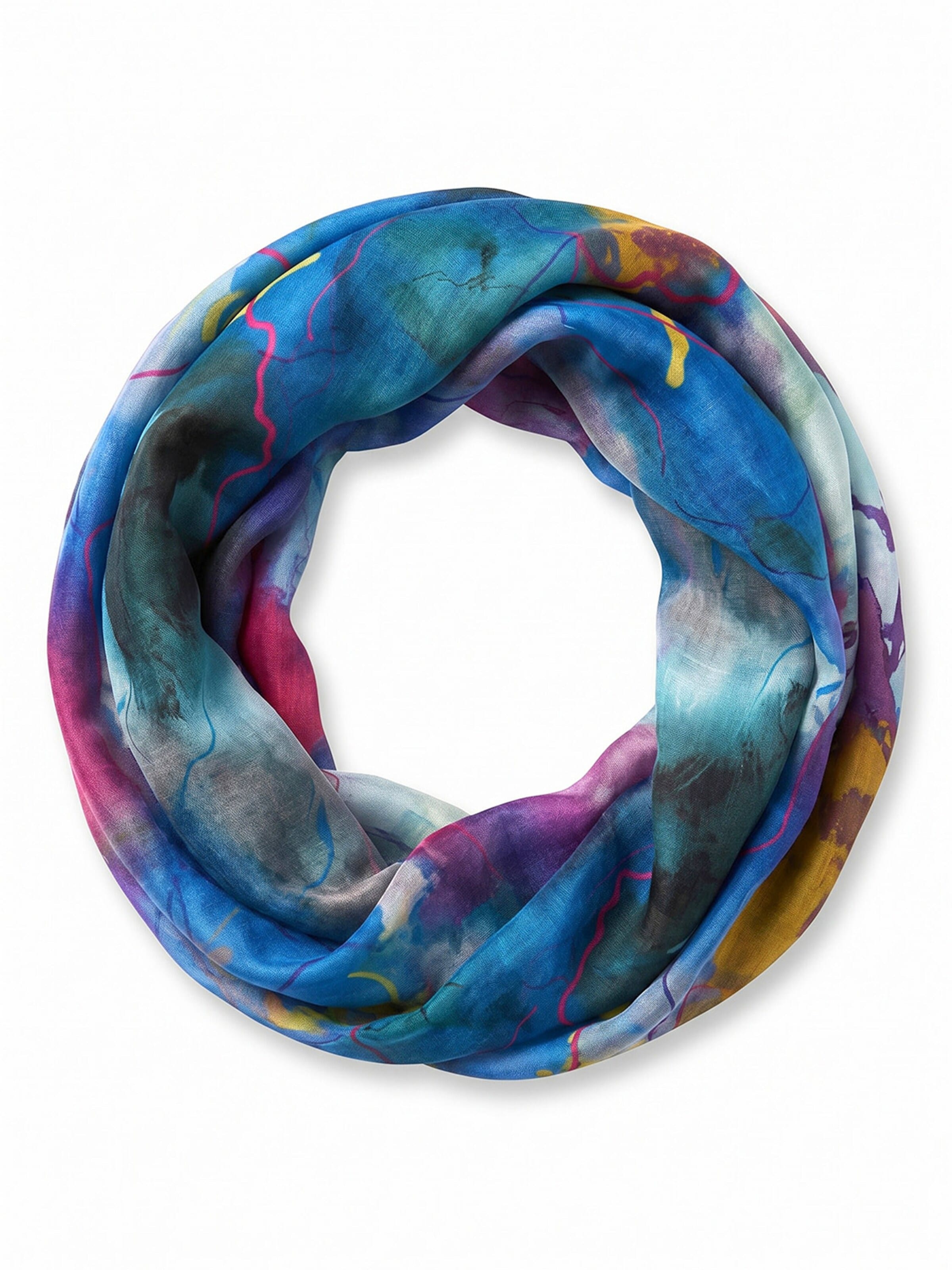 styleBREAKER Loop scarf 'Loop Schal mit Aquarell Glow Muster' in Blue: front