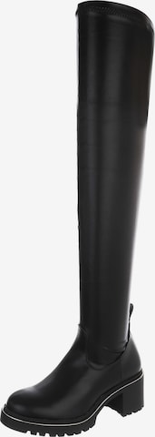 Ital-Design Overknees in Schwarz: Vorderseite