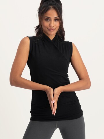 Urban Goddess Yoga & Activewear Sports Top 'Good Karma Yoga & Pilates' in Black: front