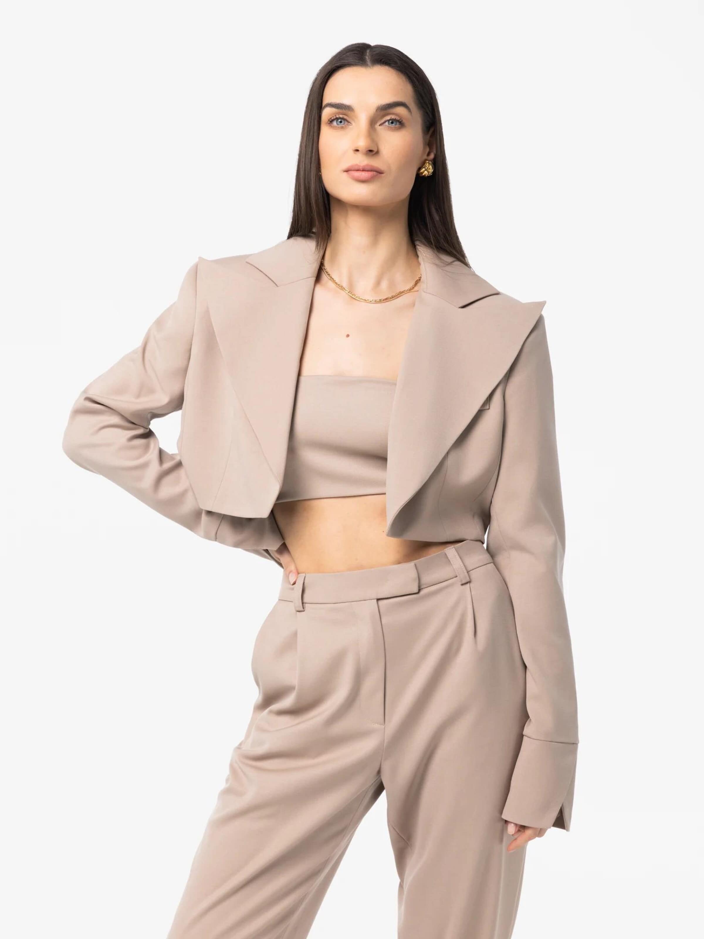 Effilé Pantalon 'Marlo' mandragora en beige : devant