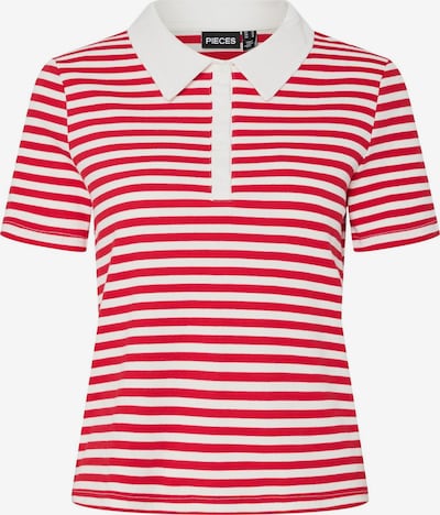 PIECES Poloshirt in rot / weiß, Produktansicht