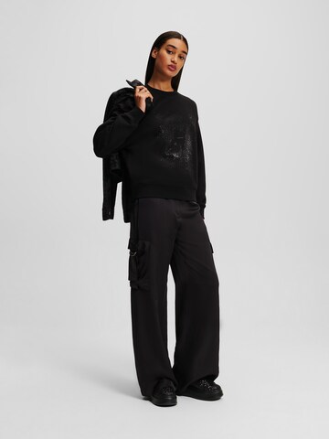 Karl Lagerfeld Sweatshirt ' Kameo Rhinestone ' in Black