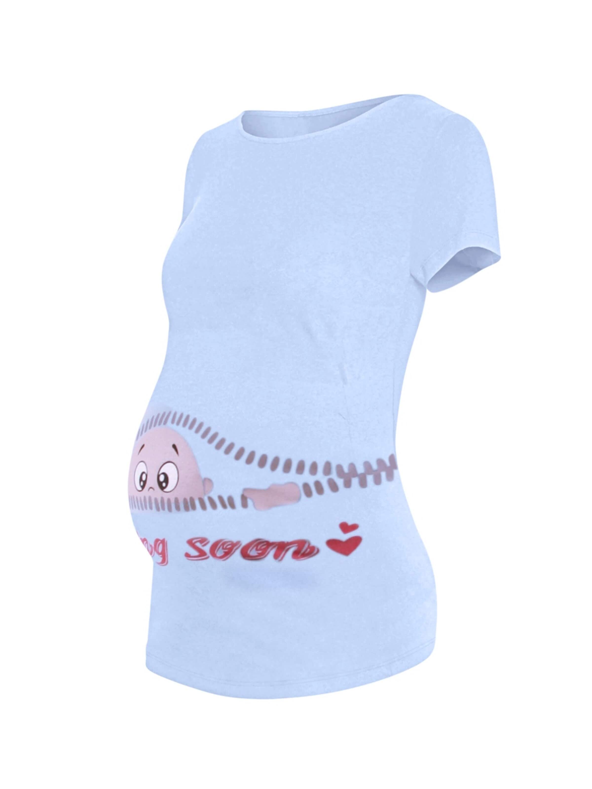M.M.C. Shirt 'Coming Soon Umstandsshirt' in Blue: front