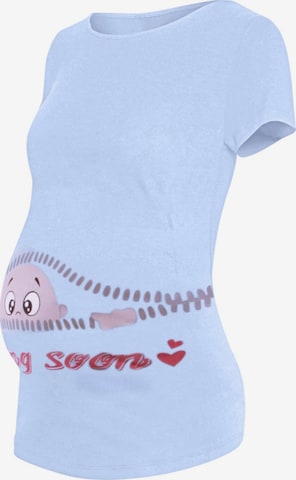M.M.C. Shirt 'Coming Soon Umstandsshirt' in Blue: front