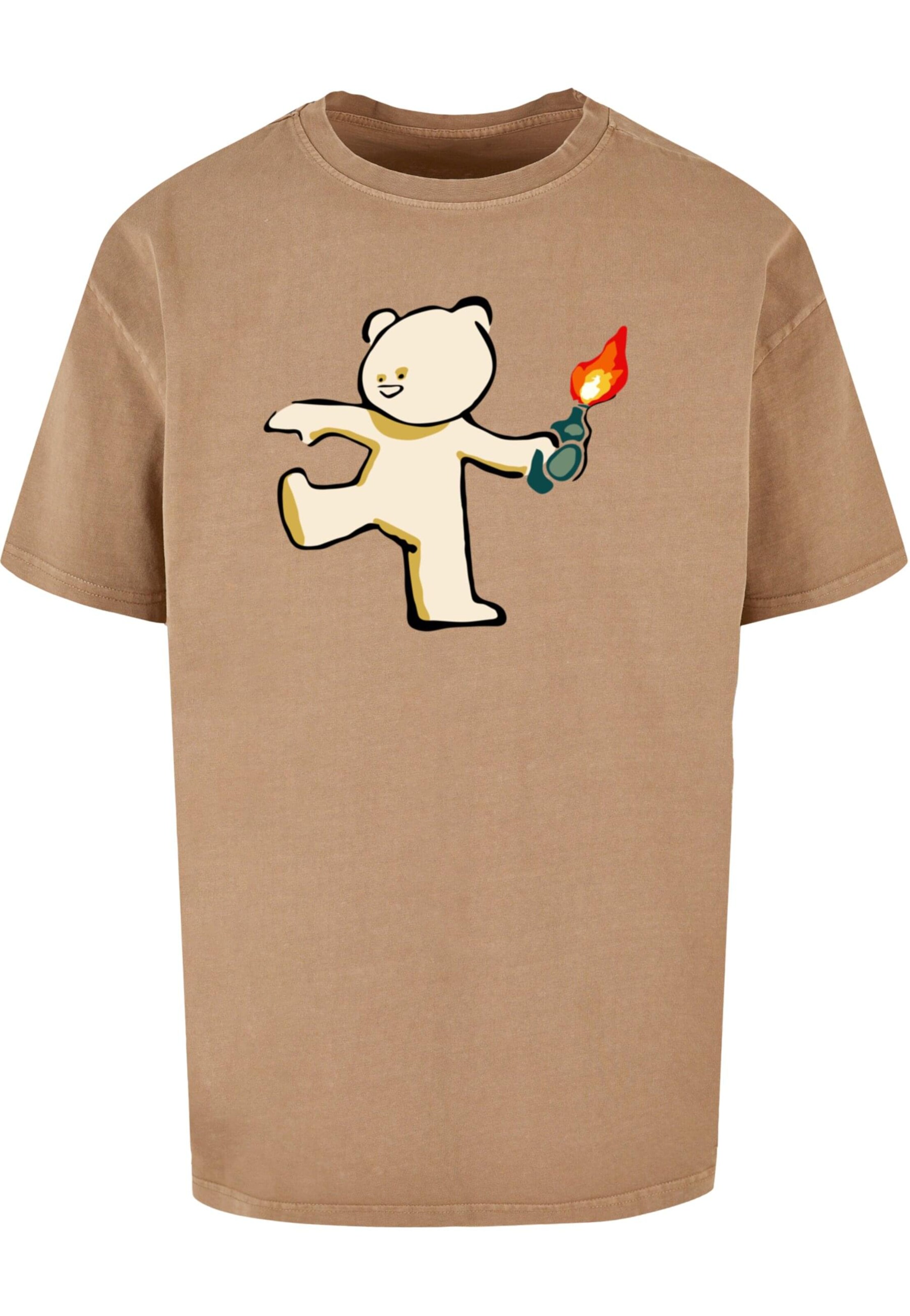 Maglietta 'Brandalised - Molotov Teddy' di Merchcode in marrone: frontale