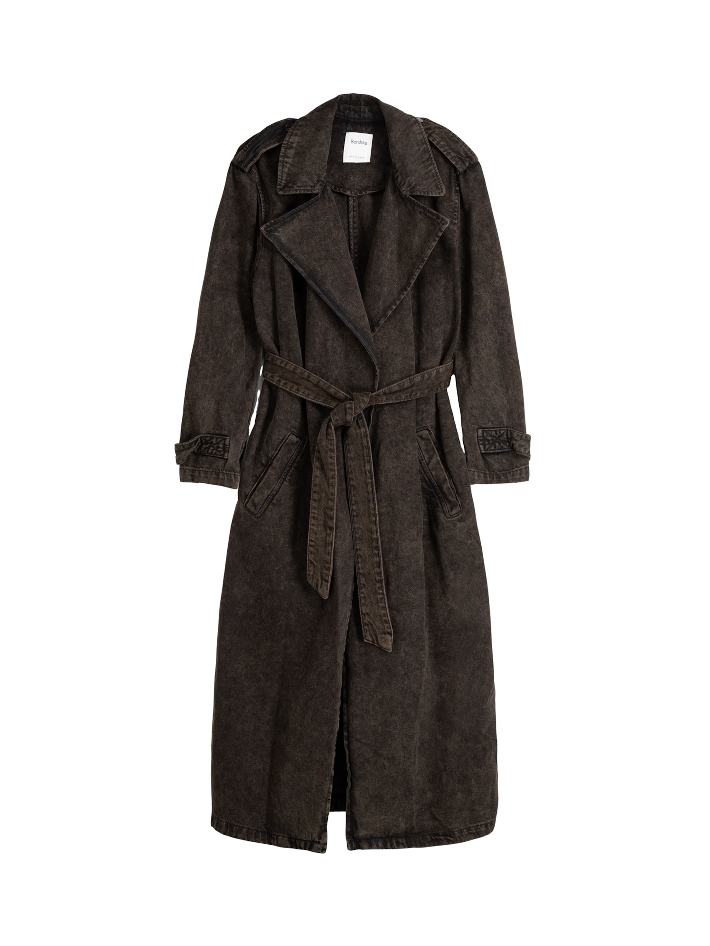 Palton de primăvară-toamnă Bershka pe maro închis, Vizualizare produs