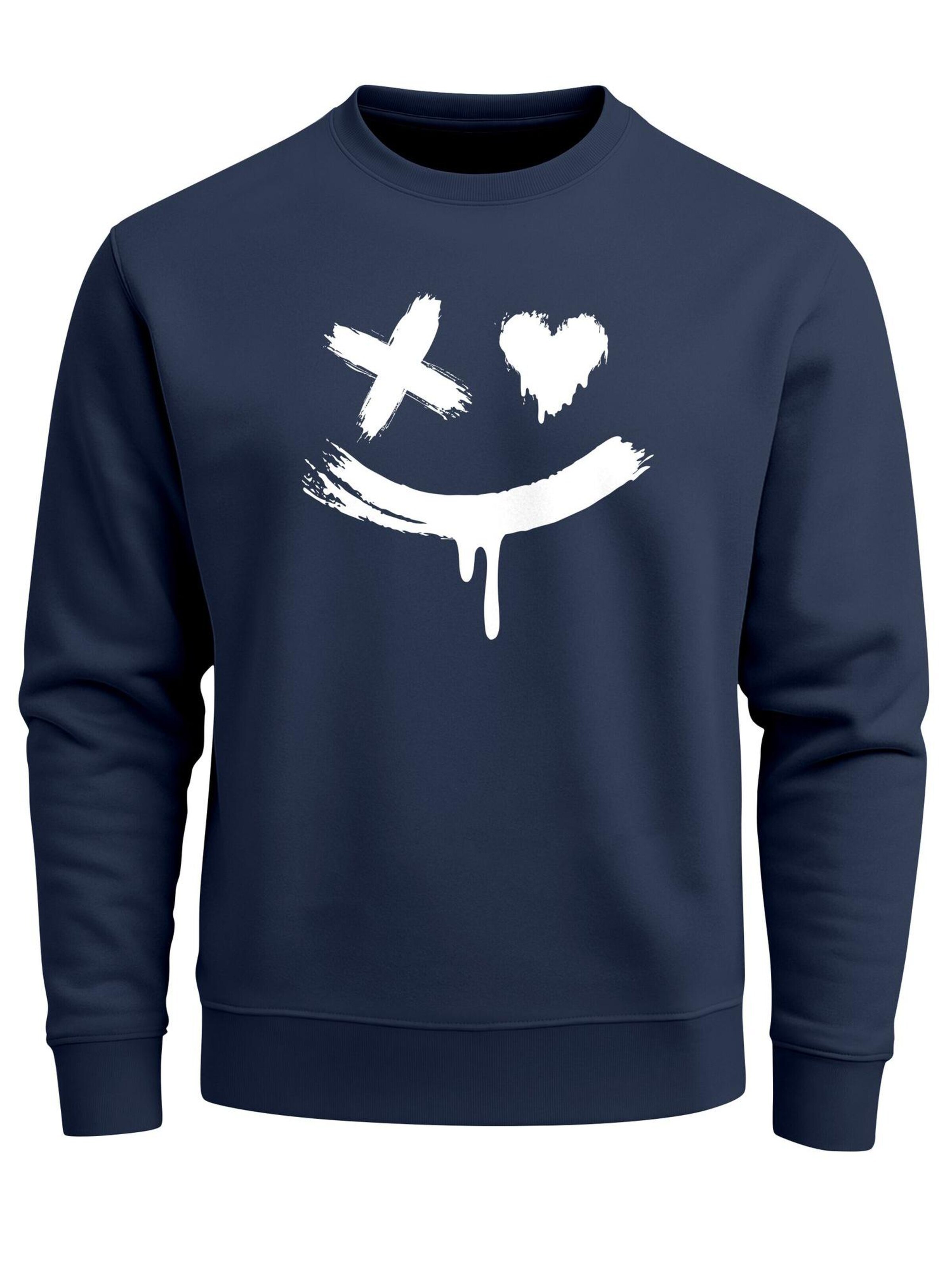 Neverless Sweatshirt 'Creepy Smile' in Blue: front