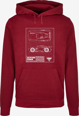 ABSOLUTE CULT Sweatshirt 'Cars - Jackson Storm Blueprint' in Red: front