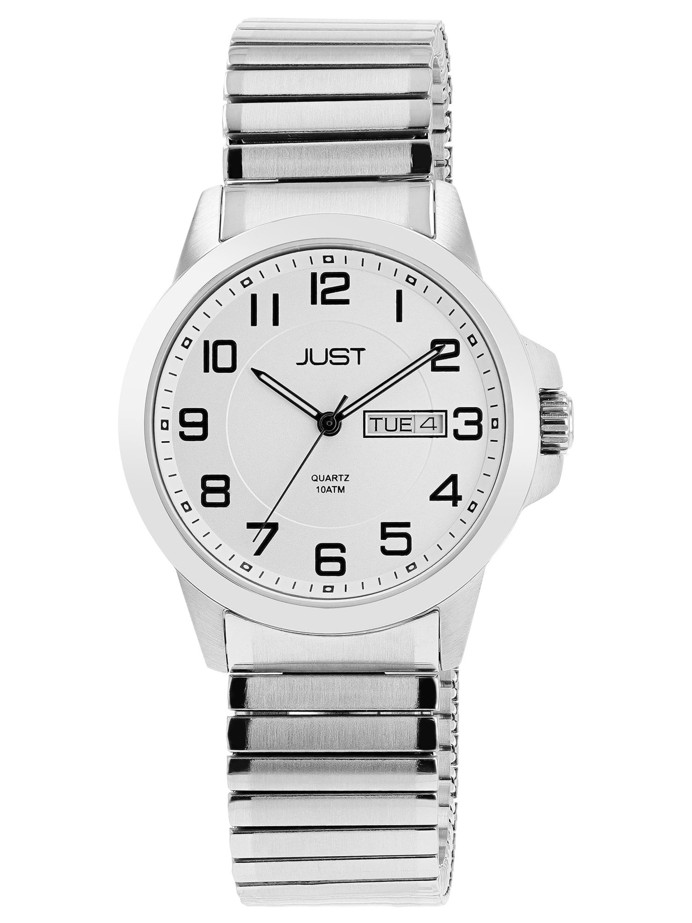 JUST Analog Watch 'Lien, Datumsanzeige' in Silver: front