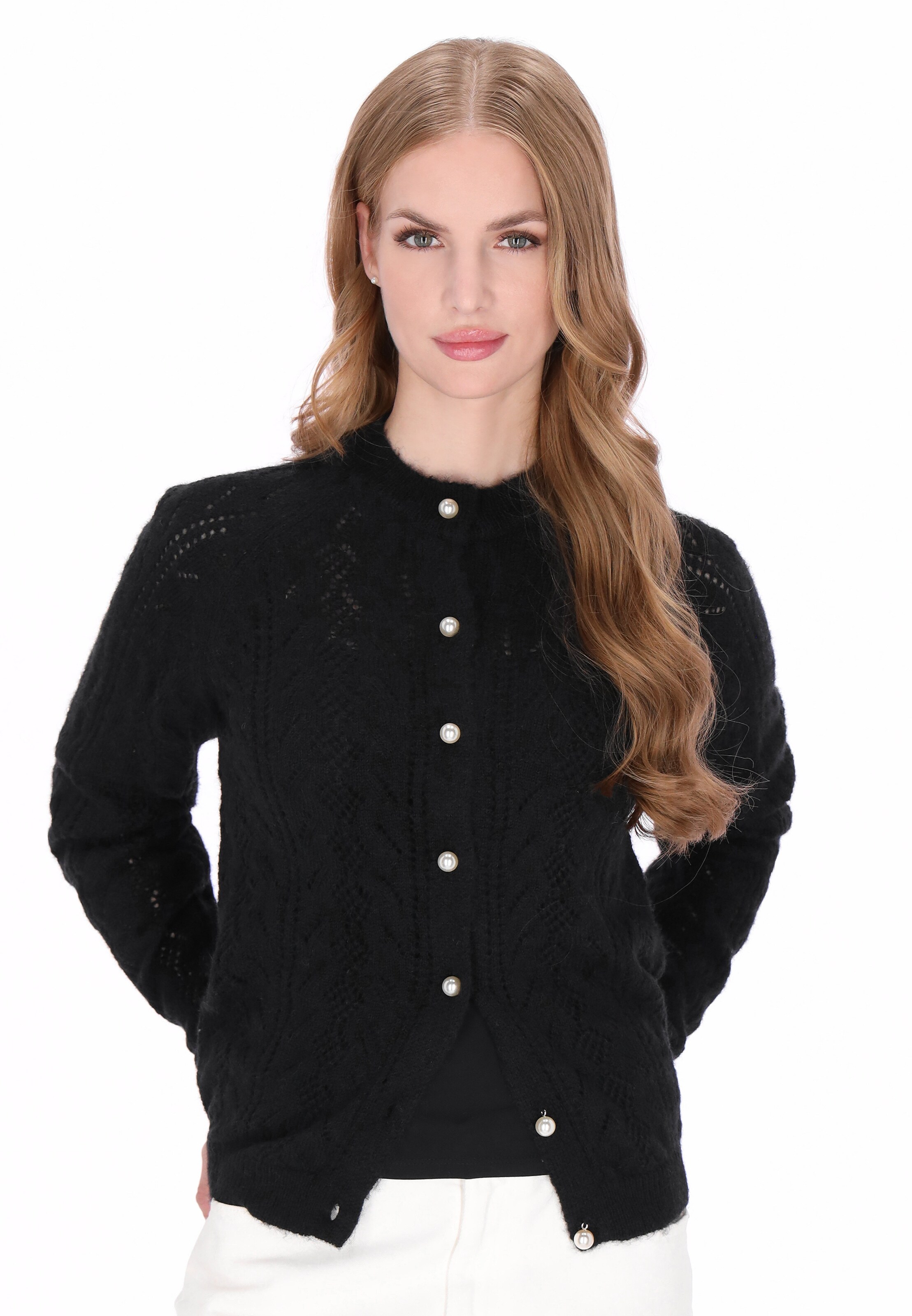 DreiMaster Vintage Gebreid vest 'Vintage' in Zwart: voorkant