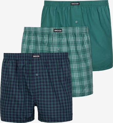 SNOCKS Boxer shorts 'American' in Green: front