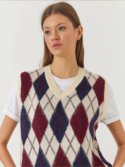 Bianco Lucci Sweater in Cream / Dark blue / Ruby red, Item view
