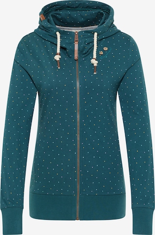 Ragwear Zip-Up Hoodie 'Paya Dots' in Green: front