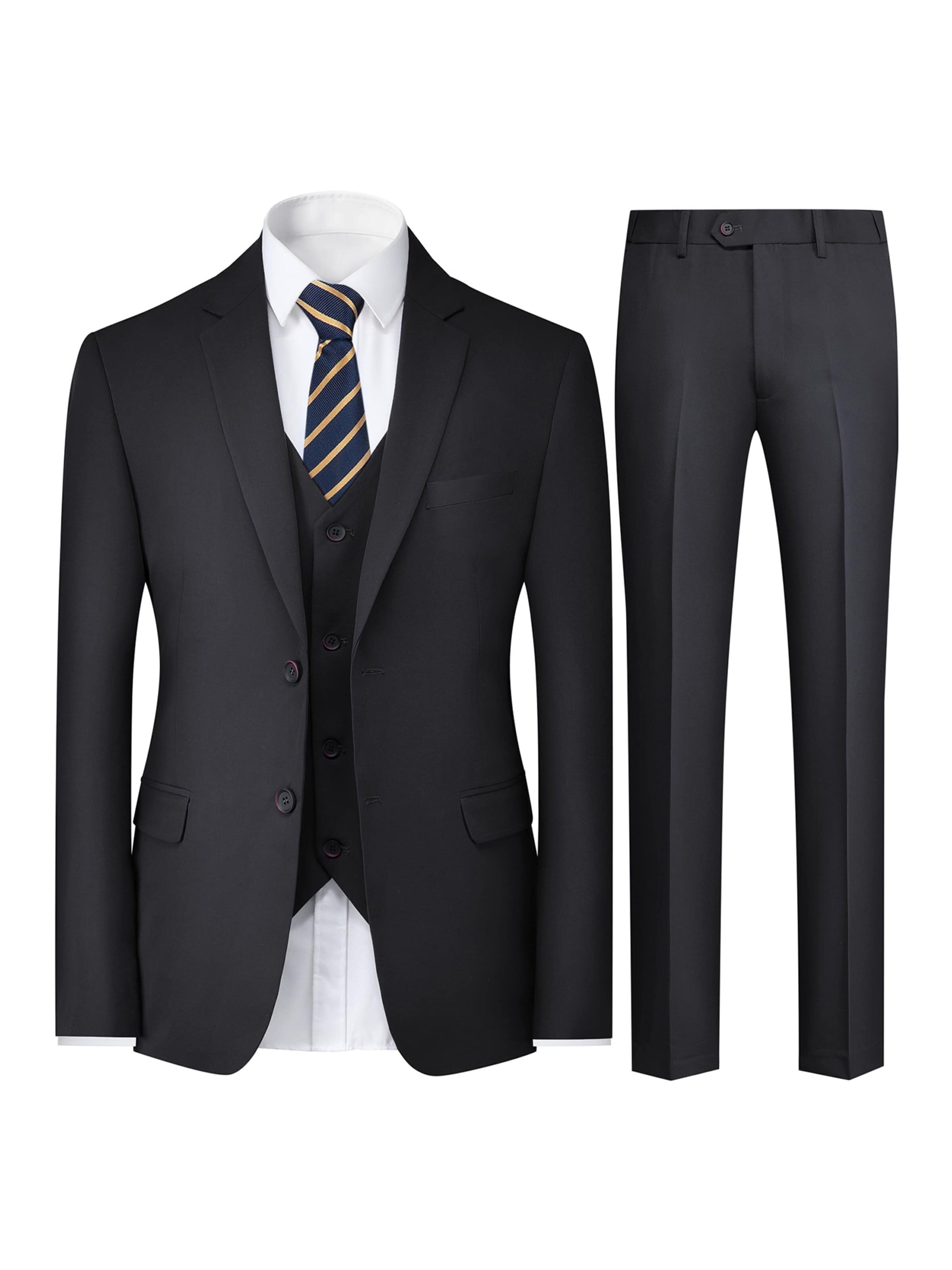 YOUTHUP Slimfit Anzug 'Vollbild'‌‌‌‌‌‌‌ in Schwarz: Vorderseite